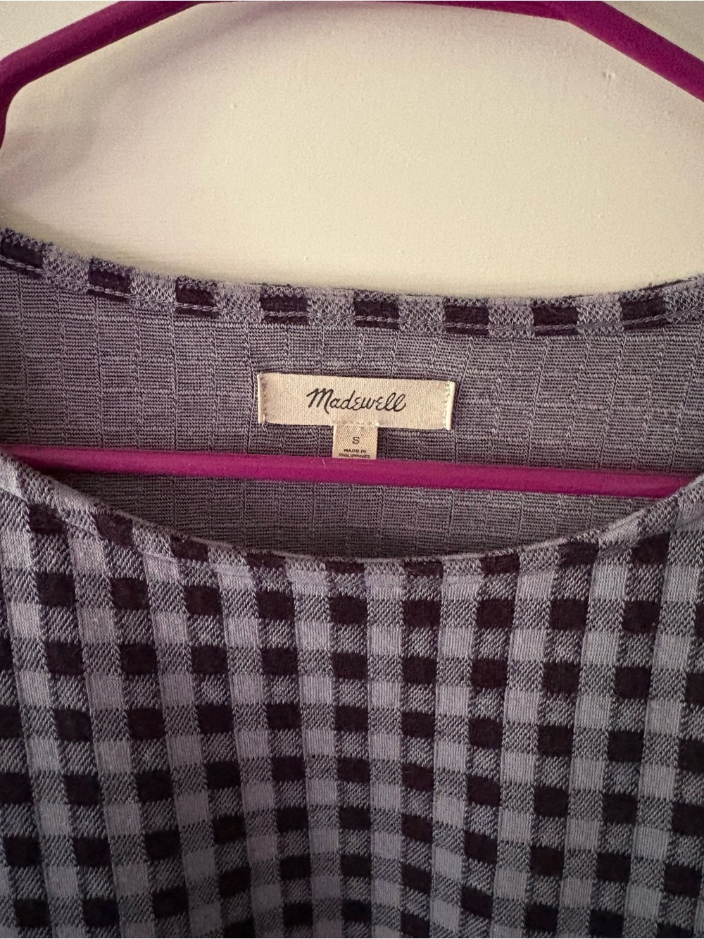 Madewell Gingham Knit Seersucker Button-Shoulder Top in Faded Lavender - Picture 6 of 9